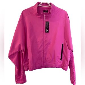 Women’s Hot Pink Adidas Jacket in Medium. High Collar, Zip, Relaxed Slouchy Fit